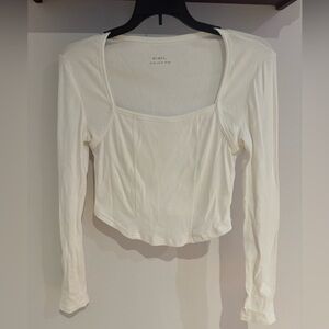 Cute White OGL Long Sleeve Square Neck Top